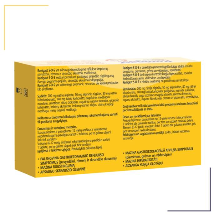 RANIGAST S-O-S košļājamās tabletes N24