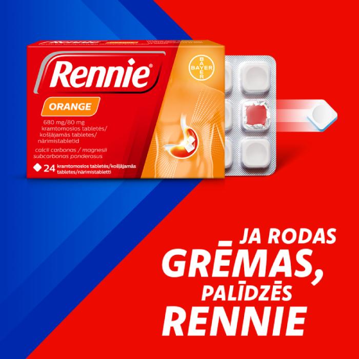 RENNIE Orange 680 mg/80 mg košļājamās tabletes N24