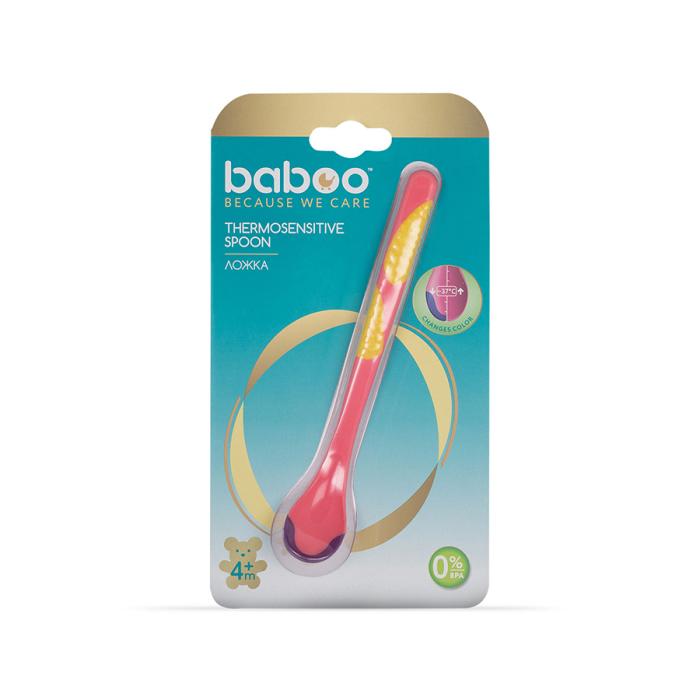 BABOO Karstumjutīgā karote, 4+ mēnešu vecumam, rozā