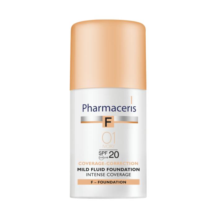 PHARMACERIS F Intense Coverage SPF20 tonālais krēms ar ilgu noturību 01 Ivory 30ml