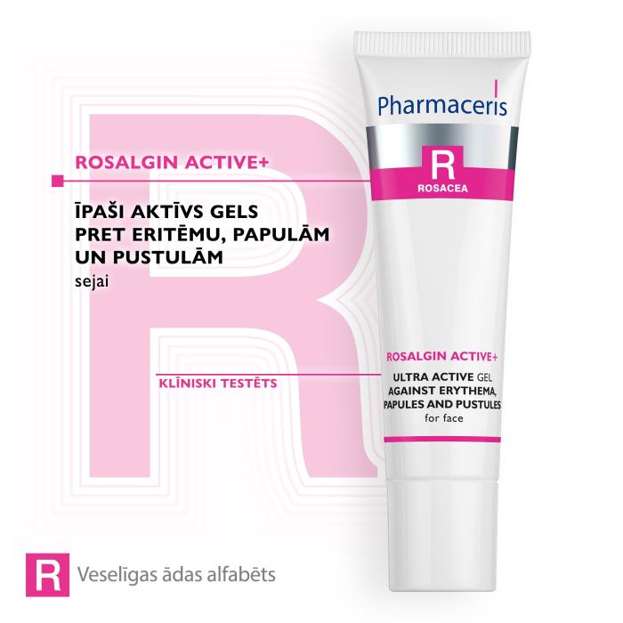PHARMACERIS R Rosalgin Active+ gels pret eritēmu, papulām un pustulām 30ml