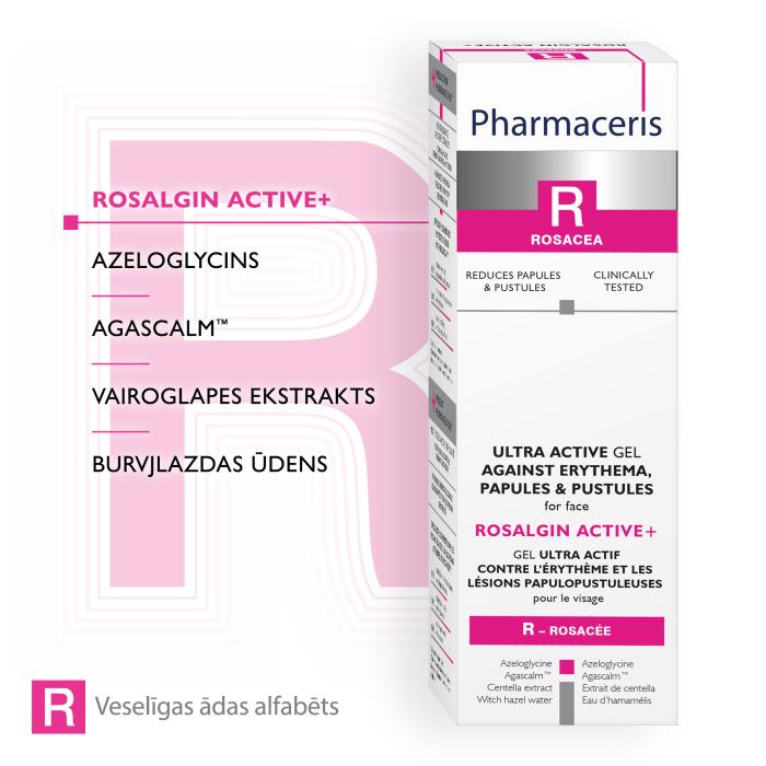 PHARMACERIS R Rosalgin Active+ gels pret eritēmu, papulām un pustulām 30ml