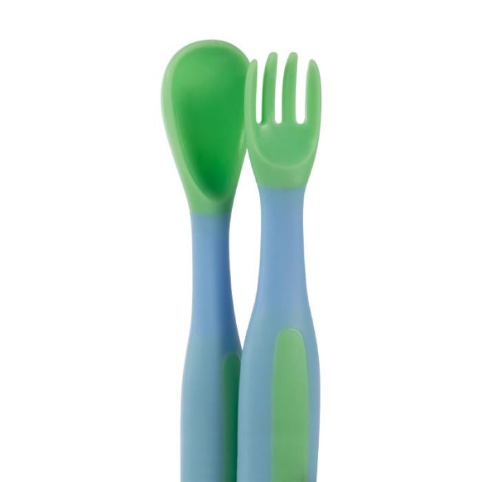 BABOO Elastīgi piederumi (karote un dakšiņa), 6+ mēn., zaļi