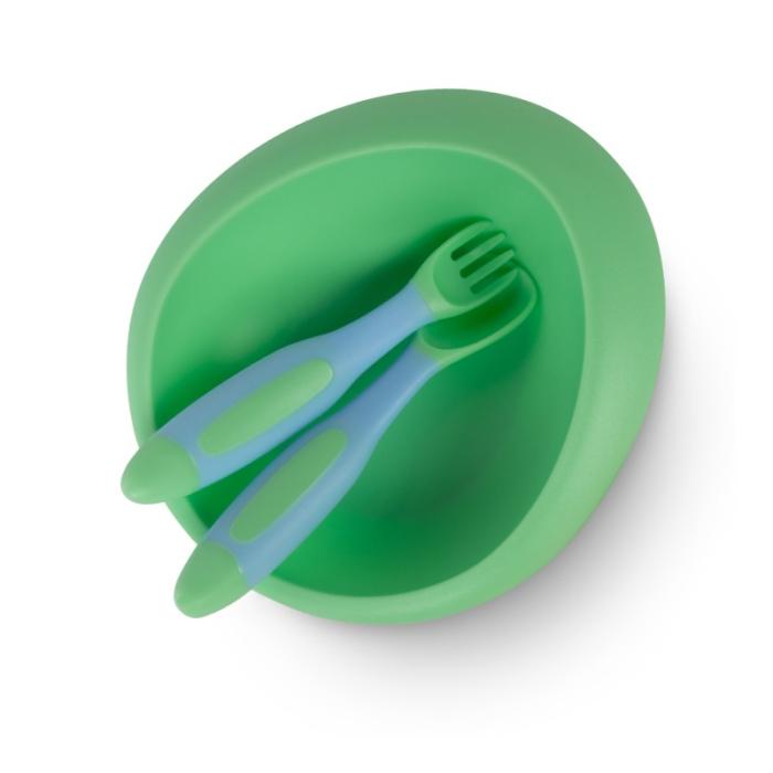 BABOO Atgāžama bļoda ar lipīgu apakšu, 6+ mēn., zaļa