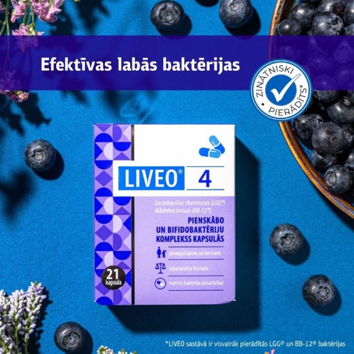 LIVEO 4 pienskābo un bifidobaktēriju komplekss, kapsulas N21