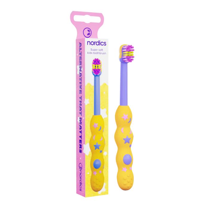 NORDICS Premium 4080 Yellow bērnu zobu birste (0-2g.)