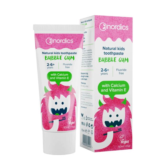 NORDICS Bubble Gum zobu pasta bērniem ar košļājamās gumijas garšu 50ml