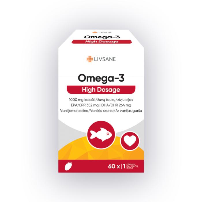 LIVSANE Omega-3 High Dosage 1000mg mīkstās kapsulas N60