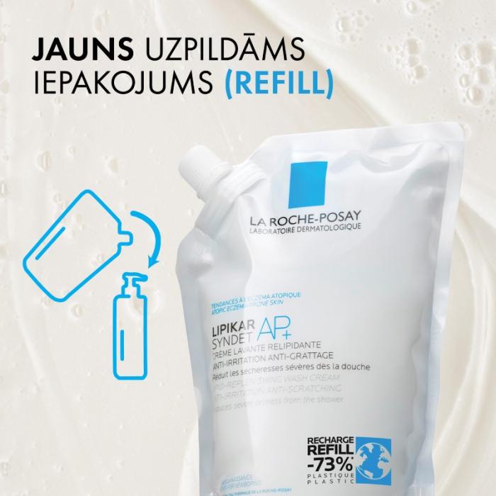 LA ROCHE-POSAY Lipikar Syndet AP+ ķermeņa mazgāšanas krēms Refill 400ml