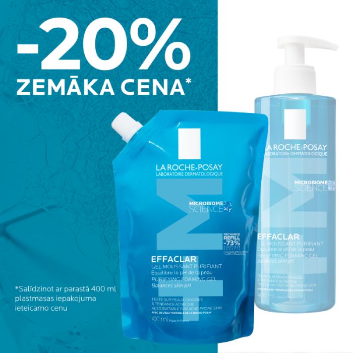 LA ROCHE-POSAY Effaclar putojoša attīroša želeja Refill 400ml