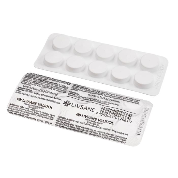 LIVSANE Validol 50mg tabletes N10