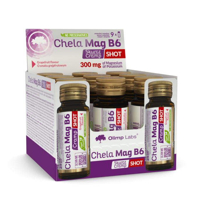 OLIMPLABS Chela-Mag B6 Cramp Shot šķidrums, greipfrūtu garša 25ml N9
