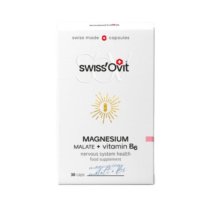 SWISS OVIT Magnesium Malate + vitamin B6 kapsulas N30