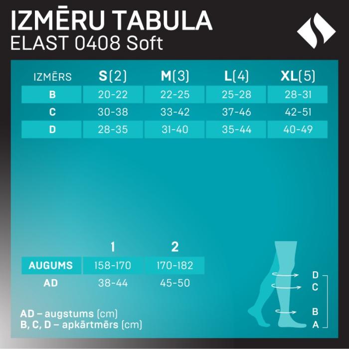 TONUS ELAST 0408 SOFT pusgarās zeķes bez purngala 1.augums 2.izmērs