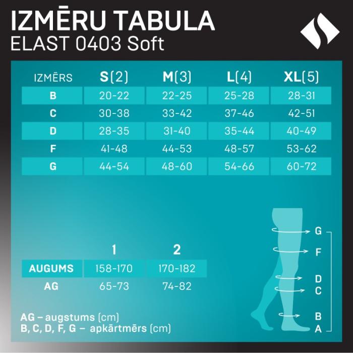 TONUS ELAST 0403 SOFT garās zeķes bez purngala 1.augums 3.izmērs