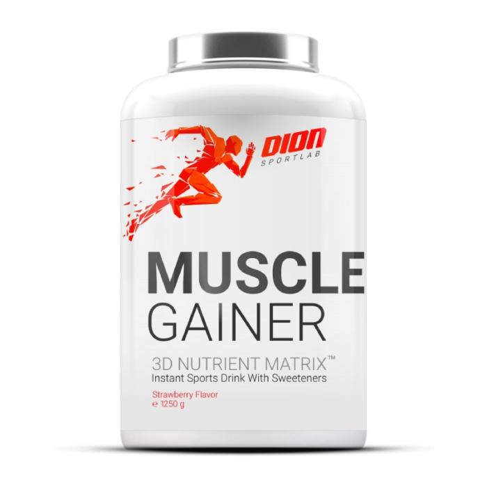 DION SPORTLAB Muscle Gainer Zemeņu garša pulveris 1250g