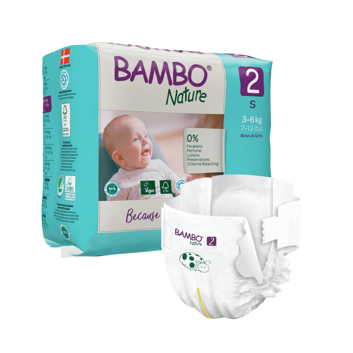 BAMBO NATURE autiņbiksītes 2.izmērs 3-6kg N30