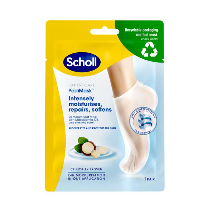SCHOLL Dry Skin pēdu maska ​​ar makadāmijas eļļu 1 pāris