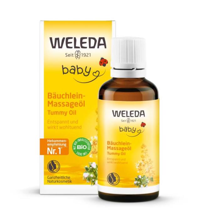 WELEDA Baby Calendula eļļa zīdaiņu vēderiņu masāžai ar kliņģerītēm 50 ml