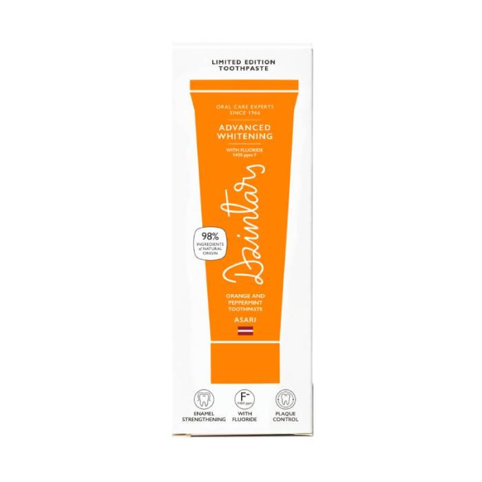DZINTARS Asari Apelsīnu un piparmētru zobu pasta 75ml