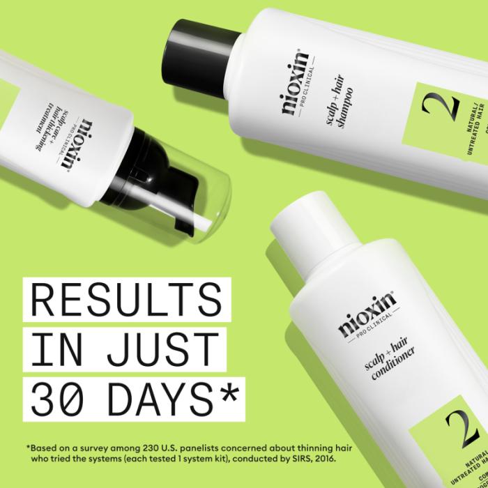 NIOXIN System 2 dabiskiem matiem ar progresējošu tendenci kļūt plānākiem komplekts 300ml+300ml+100ml