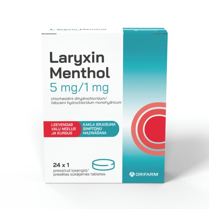 LARYXIN Menthol 5mg/1mg sūkājamās tabletes N24