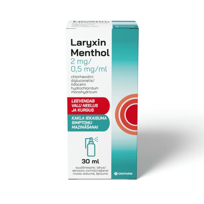 LARYXIN Menthol 2mg/0,5mg/ml l aerosols izsmidzināšanai mutes dobumā, šķīdums 30ml