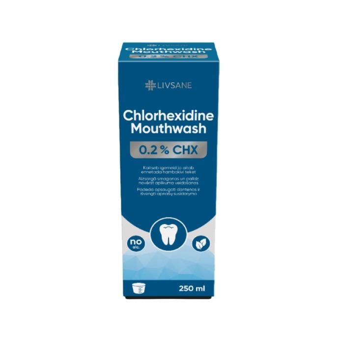 LIVSANE Chlorhexidine mutes skalojamais līdzeklis 0,2% 250ml