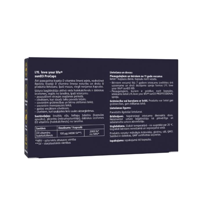 LYL sunD3 ProCaps 4000 SV, kapsulas, N60