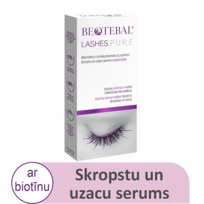 BEOTEBAL Lashes Pure skropstu un uzacu serums ar peptīdiem 3ml