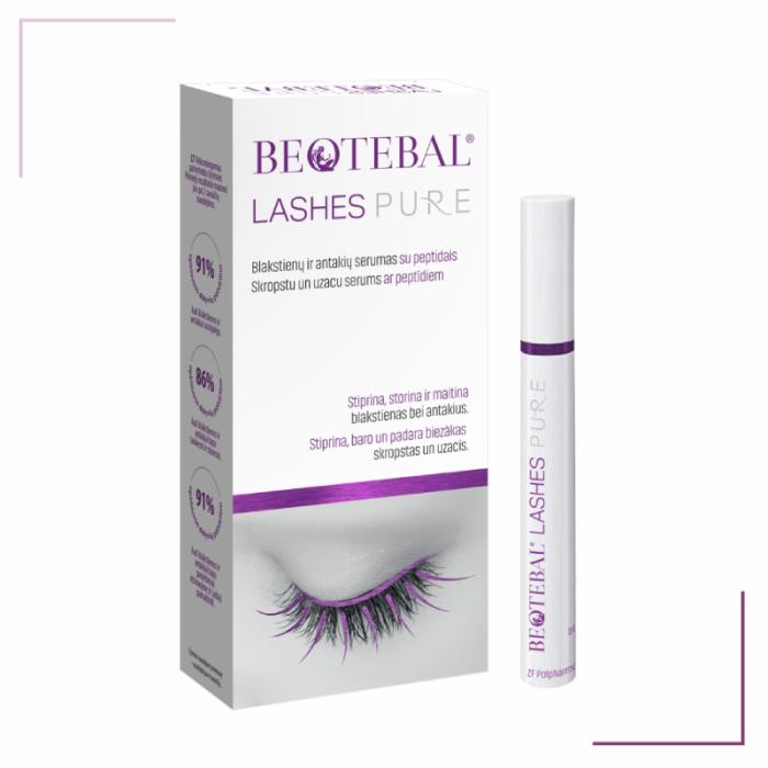 BEOTEBAL Lashes Pure skropstu un uzacu serums ar peptīdiem 3ml