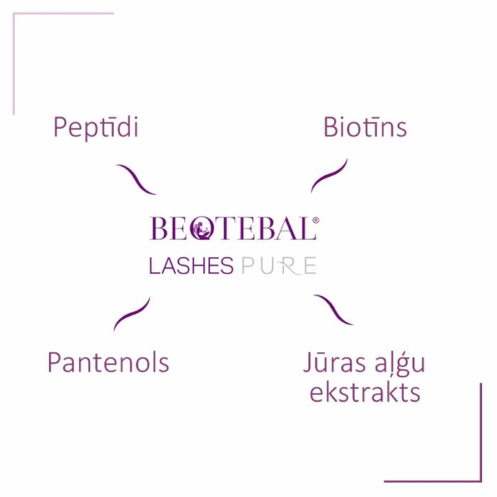 BEOTEBAL Lashes Pure skropstu un uzacu serums ar peptīdiem 3ml