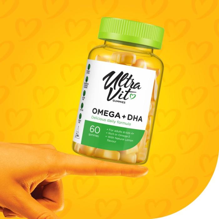 ULTRAVIT Gummies Omega + DHA košļājamās tabletes N60