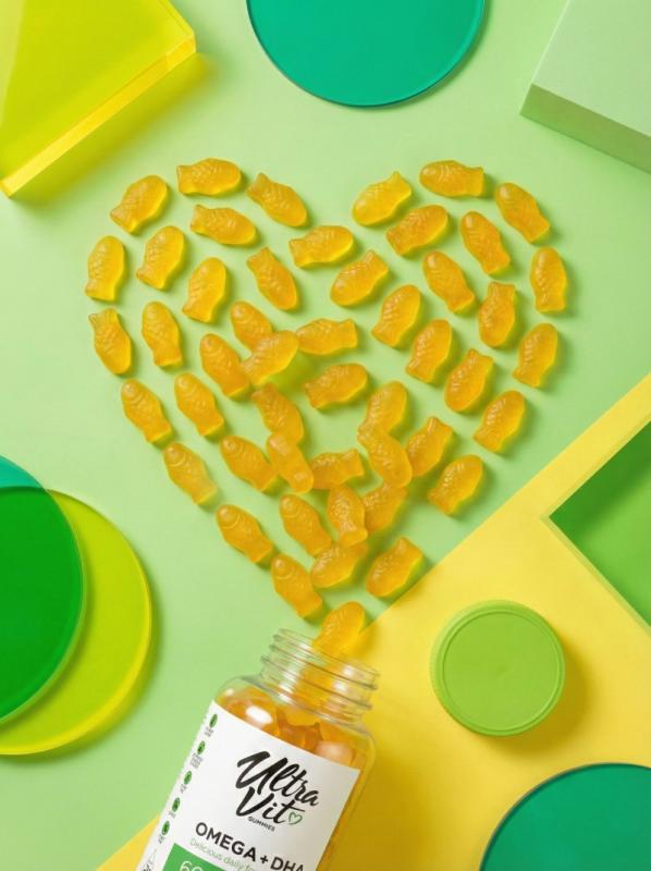 ULTRAVIT Gummies Omega + DHA košļājamās tabletes N60