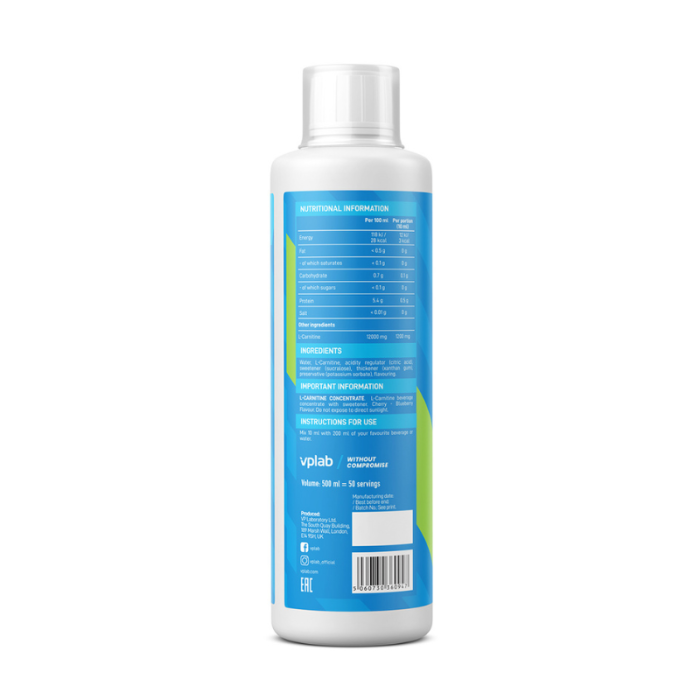 VPLAB L-Carnitine Concentrate Cherry-Blueberry šķidrums 500ml
