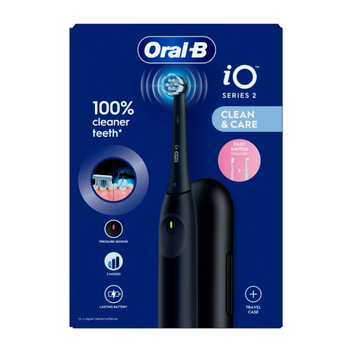 ORAL B iO2 elektriskā zobu birste + futlāris, Night Black