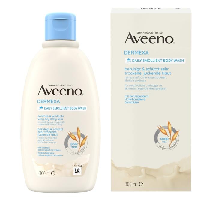 AVEENO Dermexa emolientu ķermeņa mazgāšanas līdzeklis ikdienai bez smaržas 300ml