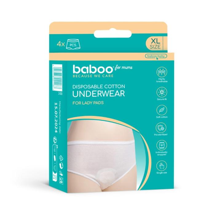 BABOO vienreizējās lietošanas kokvilnas apakšveļa, XL izmērs N4