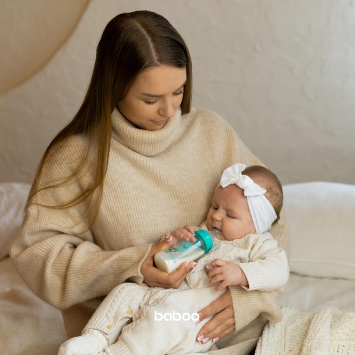 BABOO stikla pretkoliku barošanas pudelīte, šaurs kakliņš, 0+ mēneši 120 ml