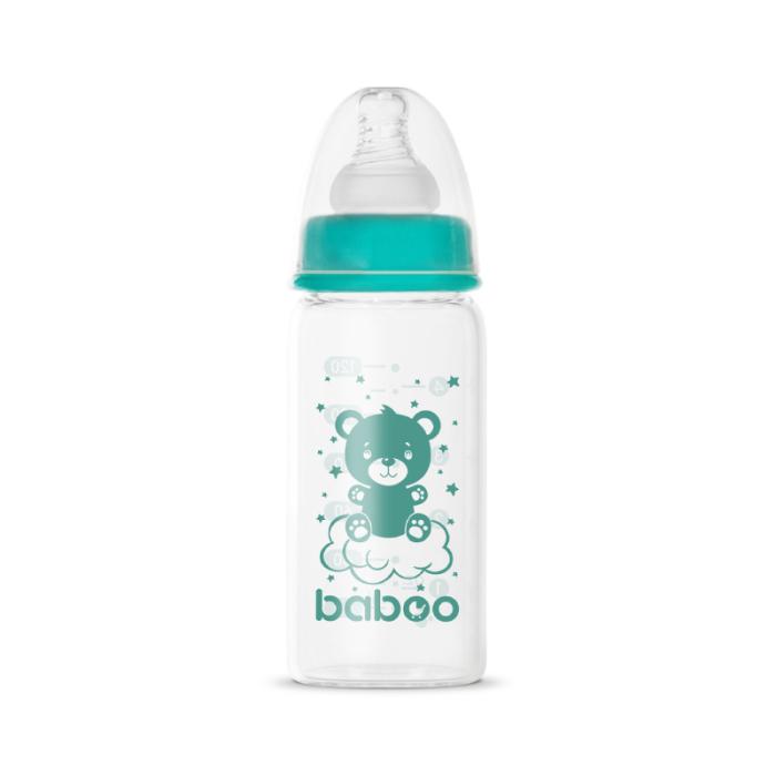 BABOO stikla pretkoliku barošanas pudelīte, šaurs kakliņš, 0+ mēneši 120 ml
