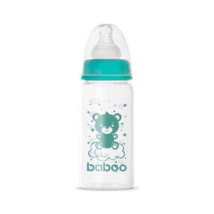 BABOO stikla pretkoliku barošanas pudelīte, šaurs kakliņš, 0+ mēneši 120 ml