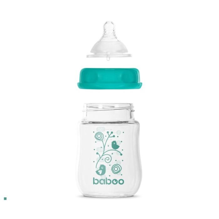 BABOO stikla pretkoliku barošanas pudelīte, plats kakliņš,  0+ mēneši 150 ml