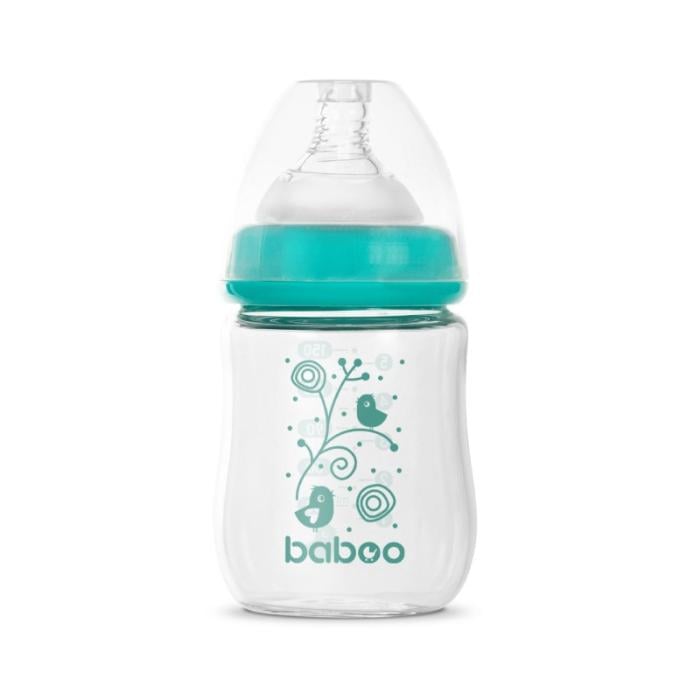 BABOO stikla pretkoliku barošanas pudelīte, plats kakliņš,  0+ mēneši 150 ml