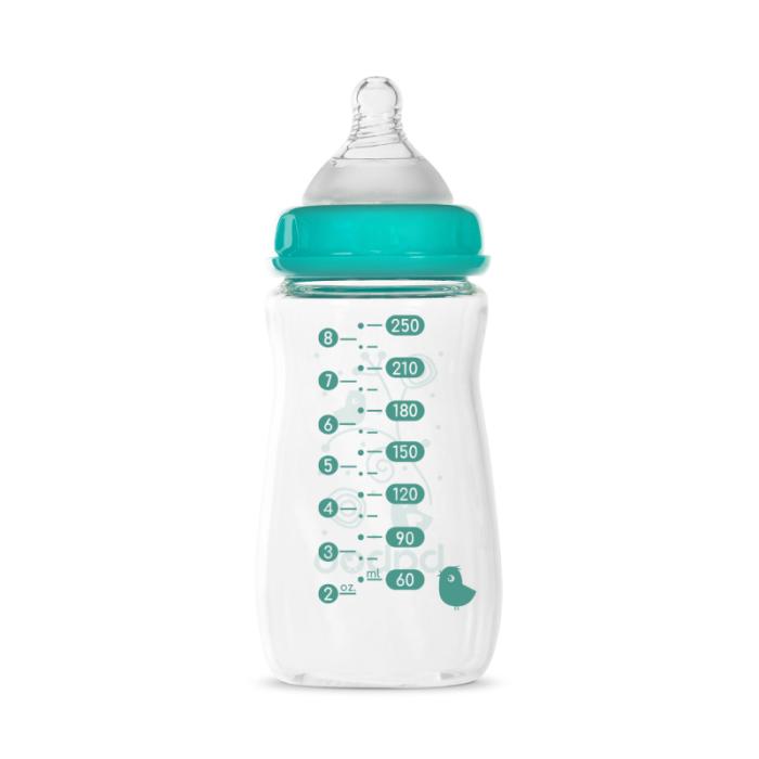 BABOO stikla pretkoliku barošanas pudelīte, plats kakliņš, 3+ mēneši 250 ml