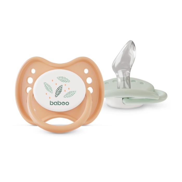 BABOO Calmy silikona ortodontiskais knupītis, Peachy Keen, 0+ mēneši N2