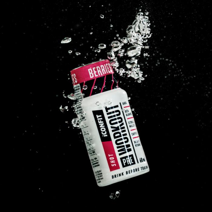 ICONFIT Pre Workout Shot šķidrums, ogu garša 60 ml