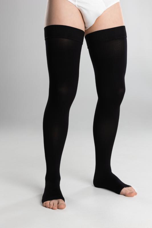 LAUMA MEDICAL Medicīnskās kompresijas garās zeķes ar gumiju,bez pirkstgala AG307 melnas,izm.2D 2.Ccl