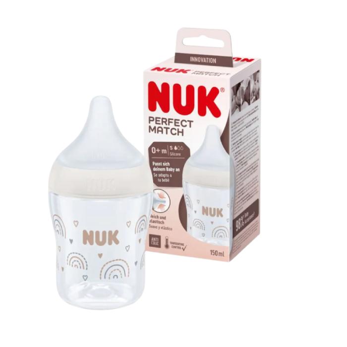 NUK Perfect Match pudele Varavīksne ar silikona S izmēra knupi 150ml