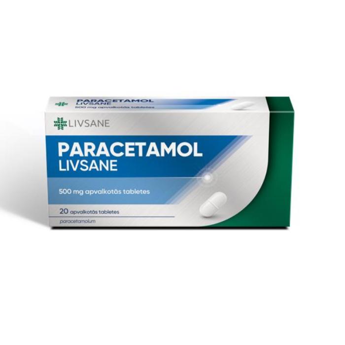 PARACETAMOL Livsane 500mg apvalkotās tabletes N20
