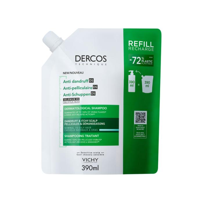 VICHY Dercos pretblaugznu šampūns normāliem un taukainiem matiem Refill 390ml